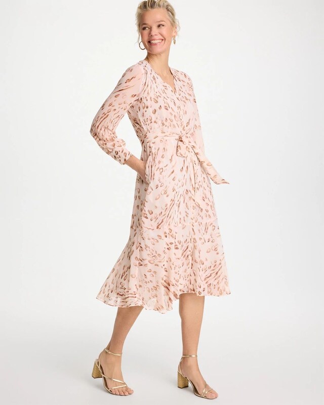 Cheetah Georgette Tie Shirtdress